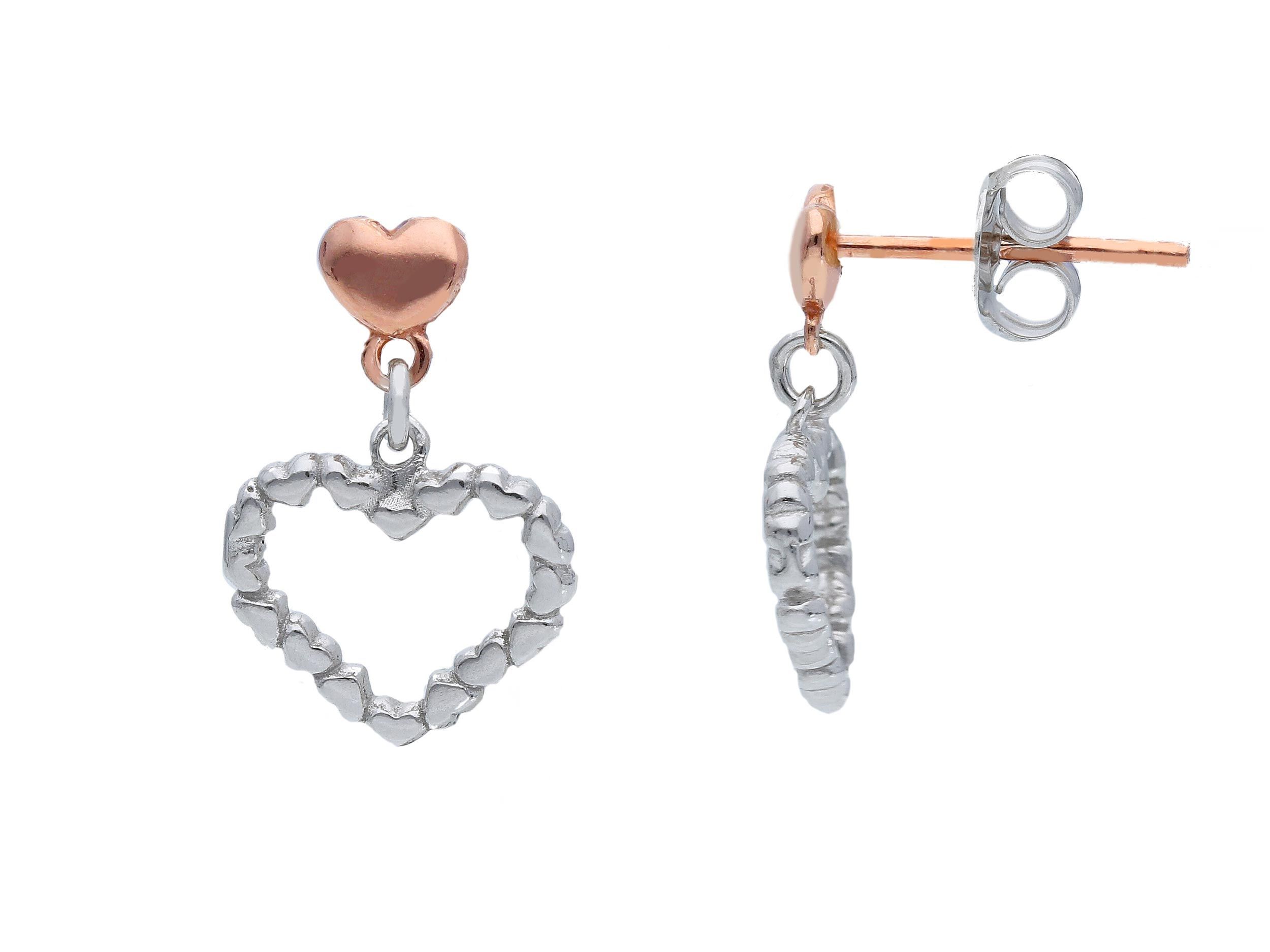  Platinum plated silver 925° heart earrings (code S233656)